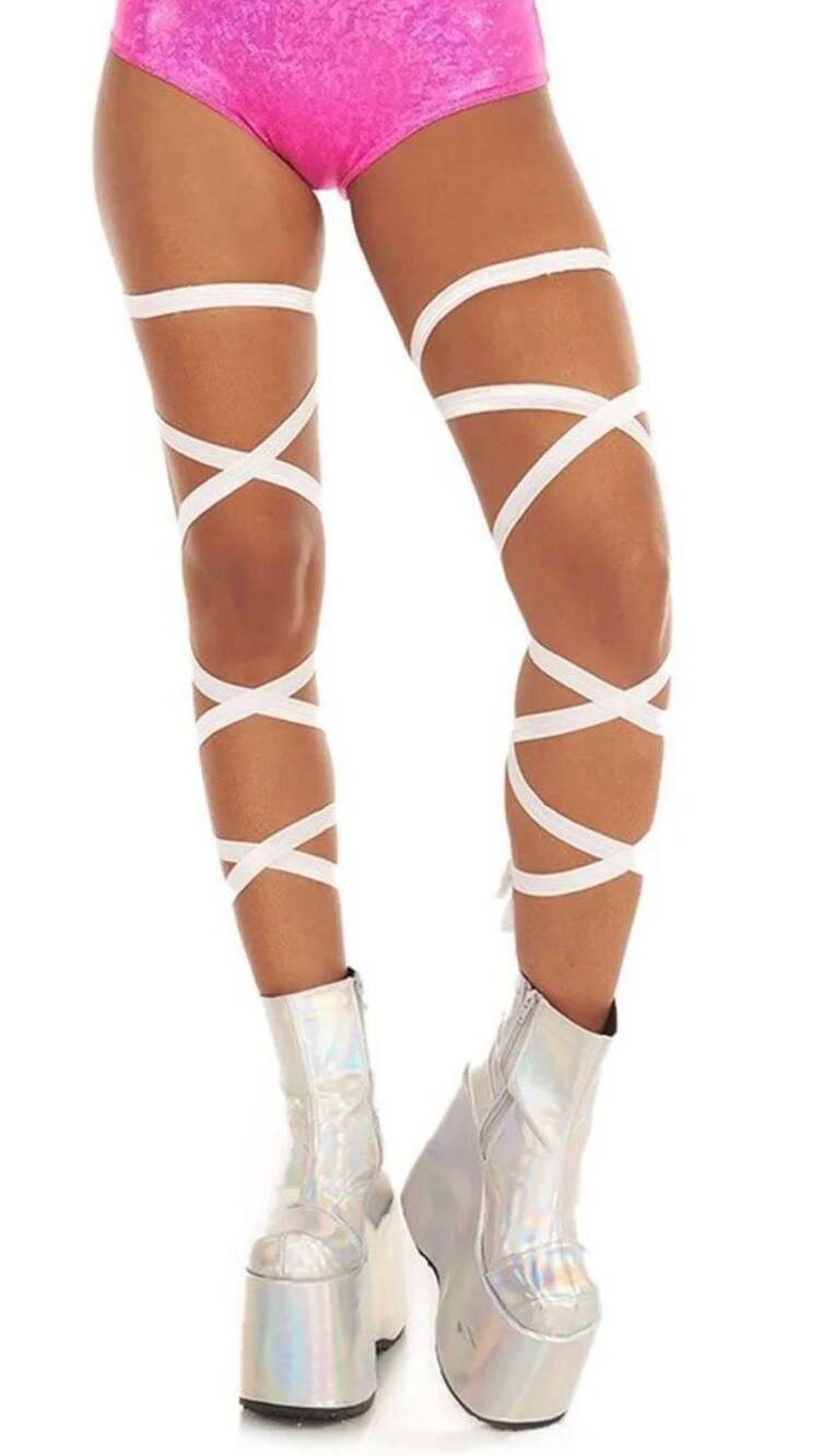 iHeartRaves White Shimmer Leg Wraps